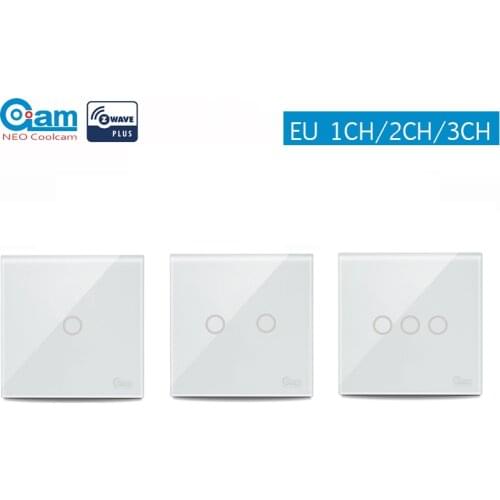 COOLCAM Z-WAVE EU 3CH Light Switch Touch Sensitive Wall Switch Home Automation Z Wave Wireless Smart Remote Control Light Switch