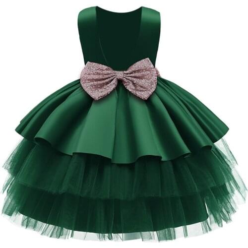 Girl sweet big bow net gauze puffy cake dress formal dress baby girl birthday party dress stage show costume wedding dress