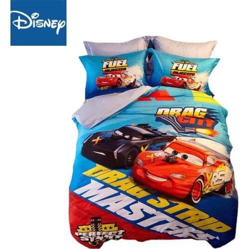 Disney Mcqueen car bedding set blue color speed Duvet Cover sheet twin PillowCases Single Size Bed Linen For boys bedding hot