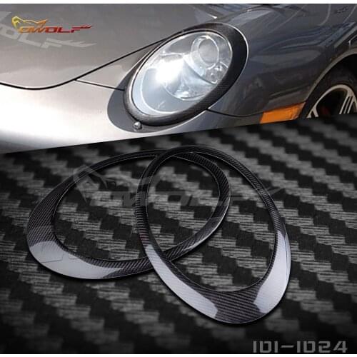 For Porsche Carrera 05-11 Carbon Fiber Lamp Eyebrow Headlamp Trim Car Accessories