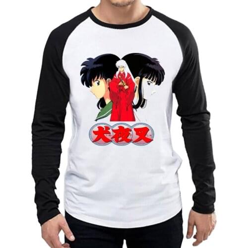 Anime Inuyasha T-Shirt Long Sleeve Mens Inuyasha Logo T Shirt Tops Tees tshirt Cartoon Full Sleeve Inuyasha T-shirt