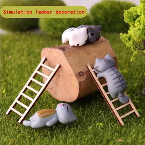 Simulation ladder furniture wooden stair corridor micro landscape succulent potted diy decoration sand table landscape model