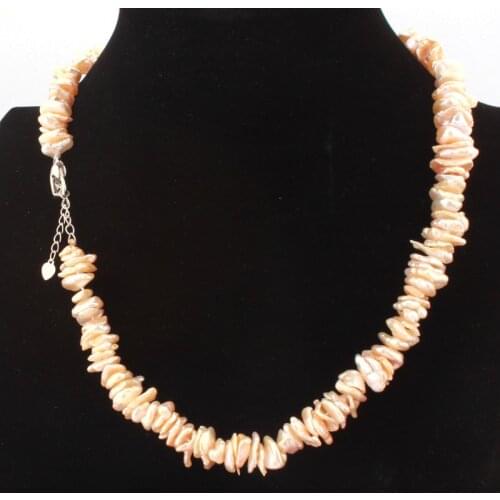 JBYZBSM Natural Genuine Freshwater Pearl Black/Pink Beads Knot Chain Women Jewelry Choker Necklace Adjustable 17" Free Shipping