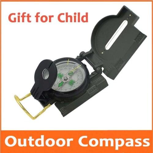 Kirsite Army Green Marching Lensatic Compass Pocket Watch Style Foldable Outdoor Camp Map Compass with Ruler Magnifier Function