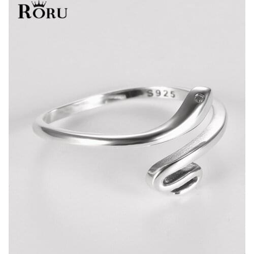 RORU New Snake Ring Silver 925 for Men Women Punk Goth Snake Fashion Adjustable Animal Rings Punk Style Party Birthday Gifts