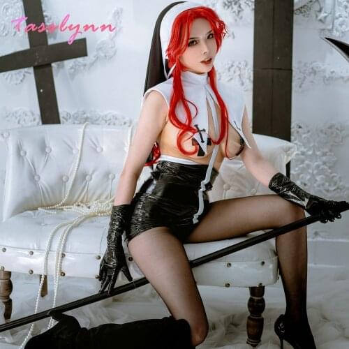 Cos EDENS ZERO Sister Cosplay Costume Leather Clothing Set black leotard