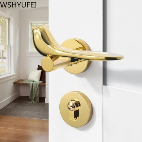 Creativity Bedroom Silent Door Lock Bird handle With key Household Interior Golden door handle lock Security Door Lock Hardware