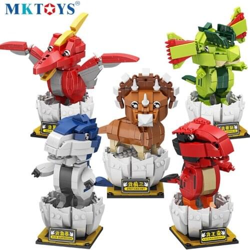 MKTOYS Baby Dinosaur Toys Kids Constructor Tyrannosaurus Rex Dilophosaurus Triceratops Indominus Rex Pterosauria Building Blocks