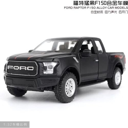 1: 32 Simulation Ford Raptor F150 Alloy Car Model Children Sound Light Cross Country Pickup Toy Car Boy Gift Black