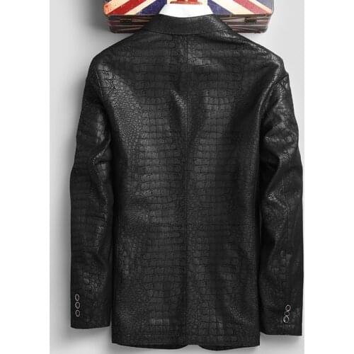 Spring Business Men Slim Fit Blazer Jacket Short Single Breasted Genuine Leather Jacket Office Work Real Sheepskin Outwear Coat