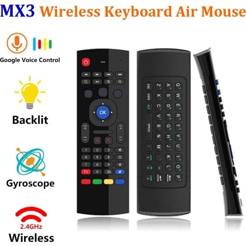 MX3 Air Mouse Wireless Keyboard Backlit Voice Remote Control 2.4G Wireless Keyboard Google Vcice Control LR Learning H96 X96
