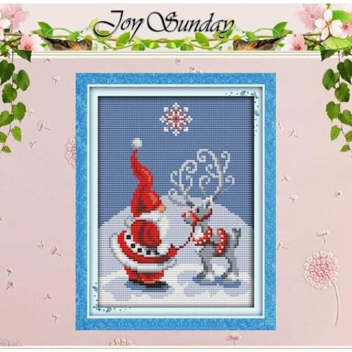 Santa Claus And Elk Counted Cross Stitch 11CT 14CT Cross Stitch Set Wholesale DIY cartoon Cross-stitch Kit Embroidery Needlework