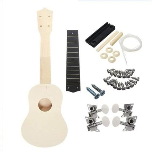 DIY Creative 21 Inch Ukulele Kit Basswood Body Plastic Fingerboard Handmade Assembly Ukulele Musical Instrument For Chlidren
