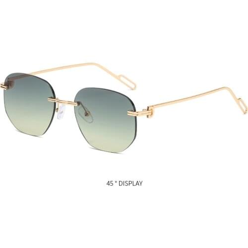 2021 new retro small frame rimless rimless sunglasses female street European and American fashion metal trend sunglasses 3089