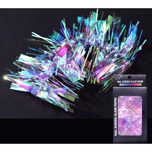 New nail Aurora cellophane mirror illusion glass nail sticker 6 styles Colorful aurora cellophane Nail decoration