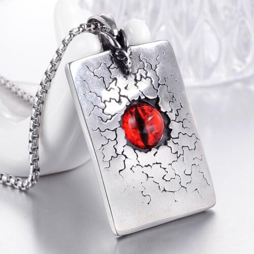 Retro Pattern Necklace Pendant Mens Cool Eye Of God Stainless Steel Tag Jewelry