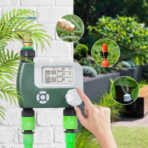 Programmable Digital Hose Faucet Timer Battery Operated Automatic Watering Sprinkler System Irrigation Controller with 2 Outlets