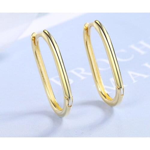 Simple Geometric Oval Small Hoop Earrings For Women Fashion Gold Color Metal Circle Women Accessories Retro Party Jewelry Gift