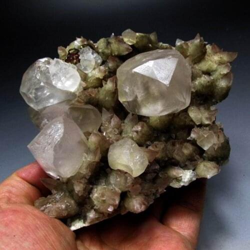 735g Transparent Champagne Calcite Cluster on Matrix - crystals and stones healing Mineral specimen Home Decor feng shui