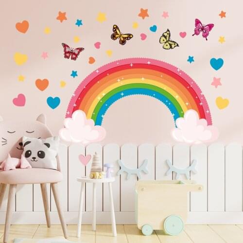 Rainbow Butterfly Love Wall Stickers Living Room Bedroom Childrens Room Kindergarten Decorative Wall Stickers wall decoration