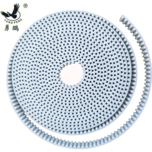 10meters HTD5M timing belt Width 15 20 30mm Color White PU Polyurethane with steel core HTD 5M open ended belt Pitch 5mm Pulley