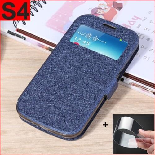 Open window Luxury Phone case For Samsung galaxy S4 case I9500 I9508 I9502 I959 cover PU leather case Flip case back cover 5.0"