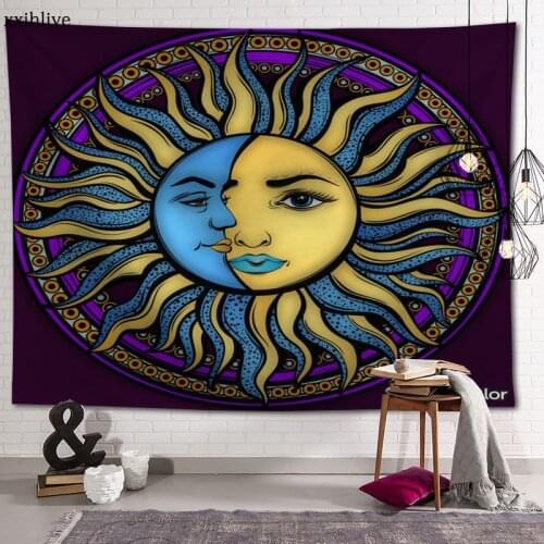 Sun And Moon Indian Mandala Custom Psychedelic Tapestry For Carpet Travel Mattress Wall Carpets Art Home Decor