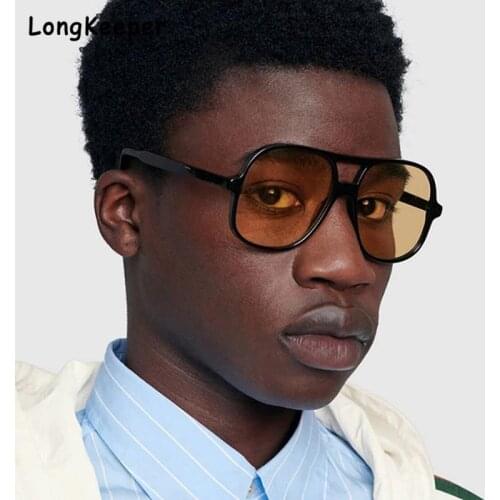 Vintage Yellow Lens Square Sunglasses Women Luxury Brand Oversize Night Vision Driving Sun Glasses Men Pilot Big Shades Oculos