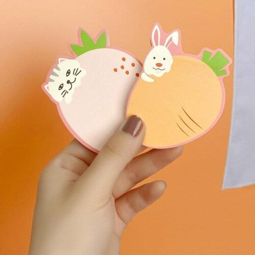 65Sheets Kawaii Cartoon Sticky Notes Planner Cute Cat Dog Rabbit Memo Pads Kawaii Stationery Notepad Student Message Sticker