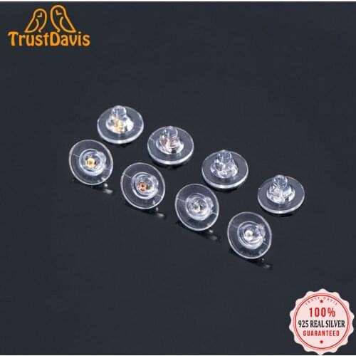 Trustdavis Real S925 White Fungus Plug T-shaped White Fungus Back White Fungus Cap Plastic Rubber Ear Plug Jewelry DZ561