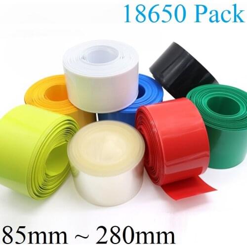 18650 Lipo Battery PVC Heat Shrink Tube Pack 85mm ~ 280mm Width Insulated Film Wrap lithium Case Cable Sleeve Blue Multicolor
