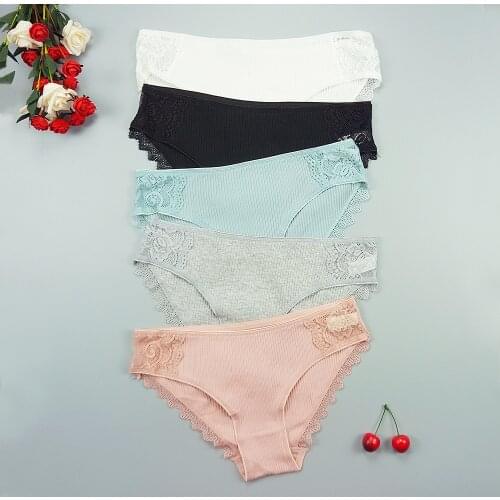 IXueJie Cotton Panties Women Underwear Sexy Lingerie Feminina Lace Seamless Breathable Large Size Ladies Briefs Pink Panties