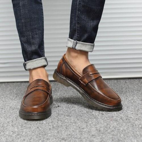 High Quality Men Slip On Oxford Shoes British Design Split Leather Breathable Men Moccasins Dress Loafers Black Brown