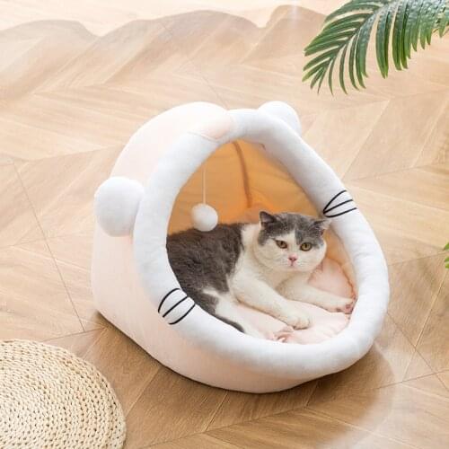 The New Indoor Deep Sleep Comfort Four Seasons Cat Bed Small Cushion Basket Cat House Supplies Pet Tent Comfortable Cave Bed