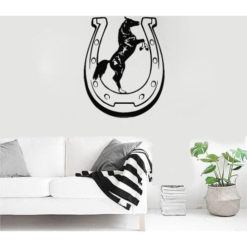 Horseshoe Luck Vinyl Wall Sticker Pattern Animal Decals Mural Home Design Art Decor Horse Cowboy Living Room Wall Tattoo LC063