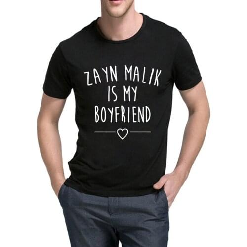 Women Men Unisex Zayn Malik Is My Boyfriend Etters Printed T-shirt Trendy Summer Soft Pure Cotton Tee Hort Sleeve Shirt