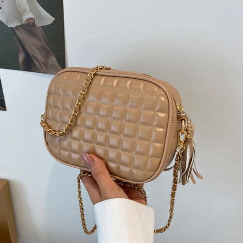 2021 Mini Rhombus Lattice Casual Crossbody For Women Designer Simple Pu Leather Shoulder Bag Trend Solid Color Chain Handbags