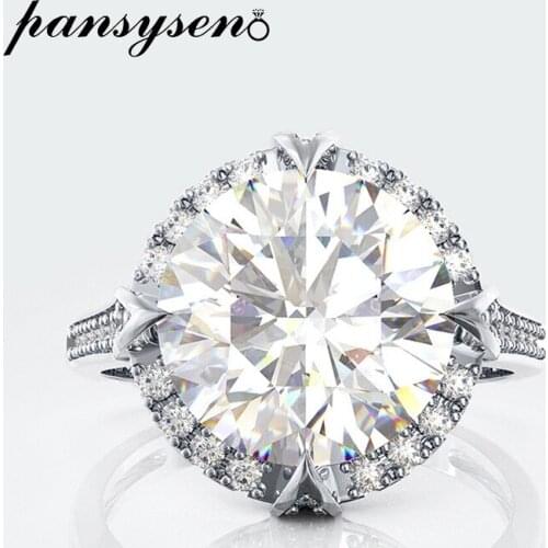 100% 925 Sterling Silver 7ct 10mm Round Cut Created Moissanite Amethyst Gemstone Cocktail Rings for Women Fine Jewelry Wholesale