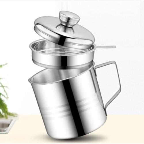 1.3LKitchen Cooking Tool Oil Filter Storage Can Grease Strainer Pot Oil Strainer Container Restaurant Dispenser Kitchen Supplies