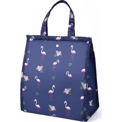 1PC Flamingo Foldable Thermal Insulated Camping Office Cooler Box Picnic Bag Canvas Waterproof Lunch Container Food Storage Bags