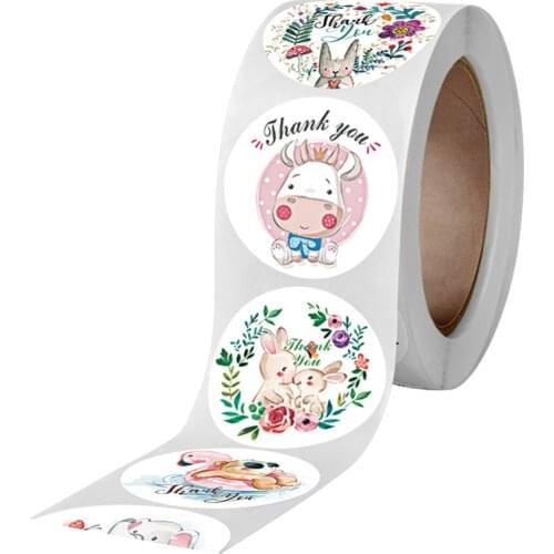 100-500pcs Cute Animal Thank you Stickers Rabbit elephant Gift Decor Seal labels Kids Reward Diary Scrapbook Stationery Sticker