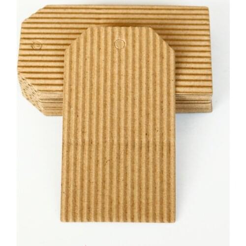 100pcs Party Kraft Corrugating Paper Gift tag Hemp String Included Wedding Party Paper Tag Price Label Hang Tag 4.5x8cm