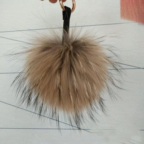 2PCS Real Raccoon Fur Pom Pom Ball Pendant for Mobile Strap Bag