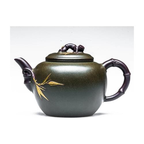350ml Yixing authentic Zisha teapot pure handmade purple caly tea pot ball hole teapot tea kettle Tianqing mud bamboo tea pot