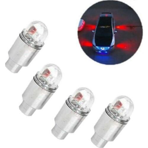4 PCS Car Wheel Tire Tyre Air Valve Stem LED Light Caps Cover Accessories Wheel Spoke Light Neon Tyre Valve Caps