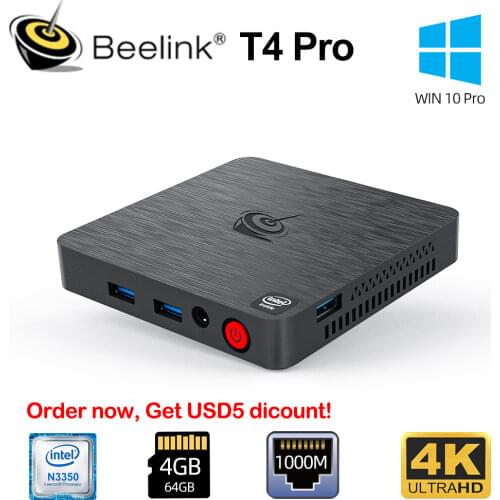 Beelink BT4 Mini PC T4 Intel Atom X5 Z8500 Quad Core Windows 10 Mini PC 4K HTPC With 4GB RAM 64GB ROM Dual Wifi USB 3.0 HD DP