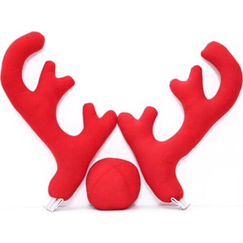 Big Reindeer Red Antlers+Nose Cute Antlers Car Christmas Decor Accessories Dropshipping