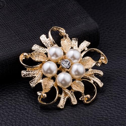 Brooch Pin Rhinestone Crystal Flower Brooches for Wedding Bridal Party Imitation Pearl Rhinestone Accessories Party