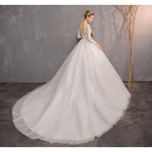 Crystal Star Long Sleeve Wedding Dresses