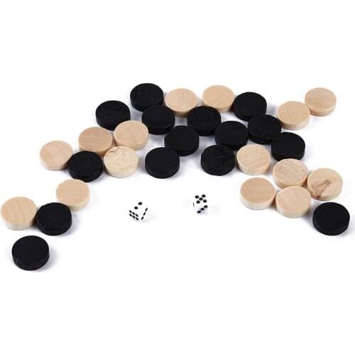 Wooden Draughts Checkers Backgammon Chess Pieces For Kid Board Game 2 Dice Daily Board Games Intelligence Games Entertainment